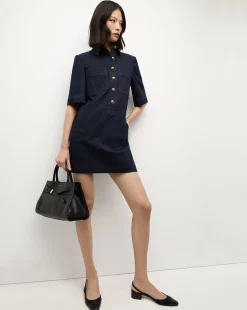 Koulis Mini Denim Dress in Dark Wash><noscript><img width=