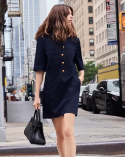 Koulis Mini Denim Dress in Dark Wash><noscript><img width=