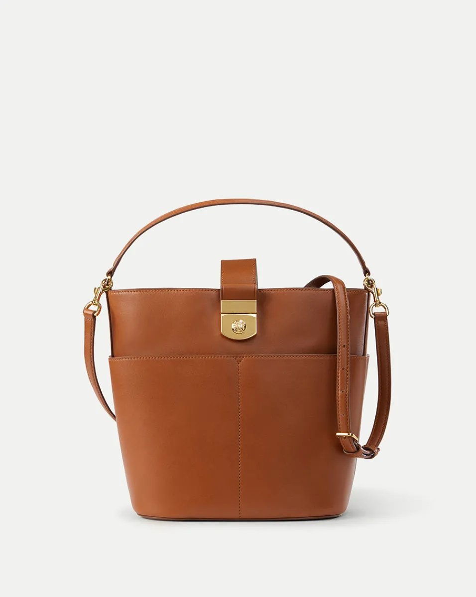 Large Crest Lock Bucket Bag in>Veronica Beard Outlet