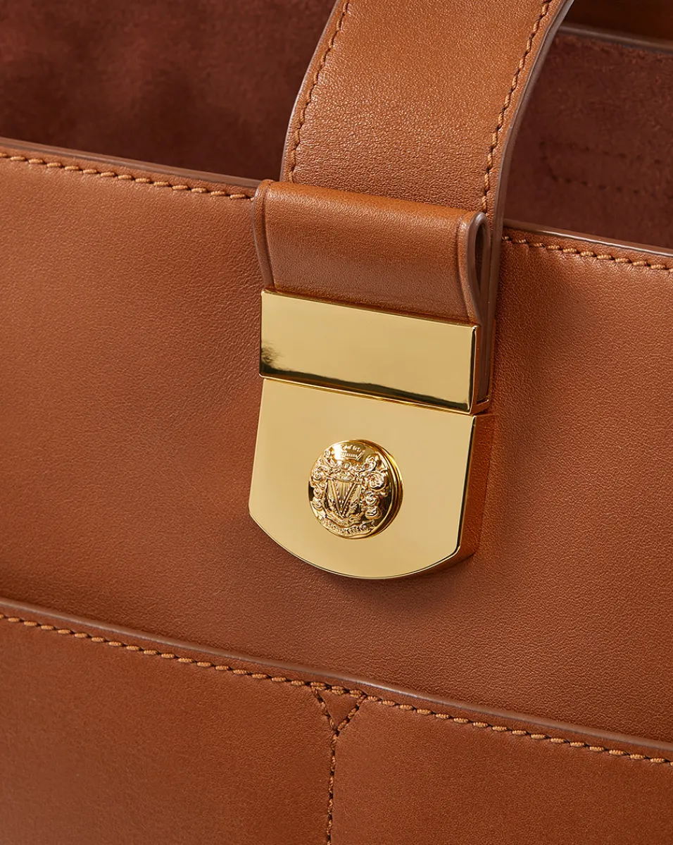 Large Crest Lock Bucket Bag in>Veronica Beard Outlet