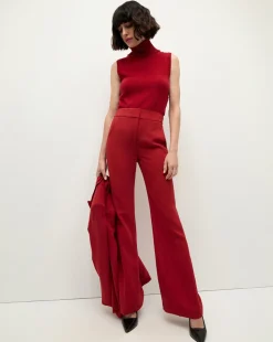 Lebone High Waist Flare Pant in Red>Veronica Beard Clearance