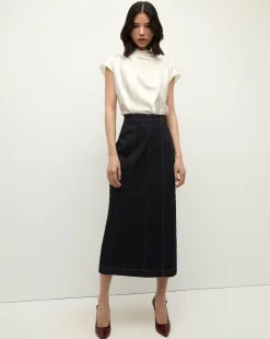 Leilany High Neck Silk Top in>Veronica Beard Hot