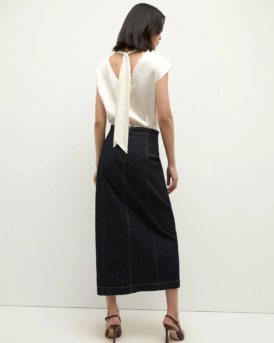 Leilany High Neck Silk Top in>Veronica Beard Hot