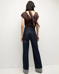 Leilany Silk Top in Dark Chocolate><noscript><img width=