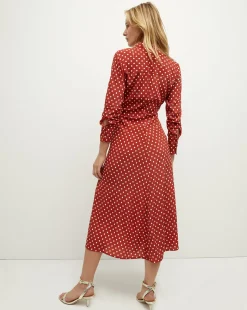 Lex Polka-Dot Dress in Brick Red/Ecru><noscript><img width=