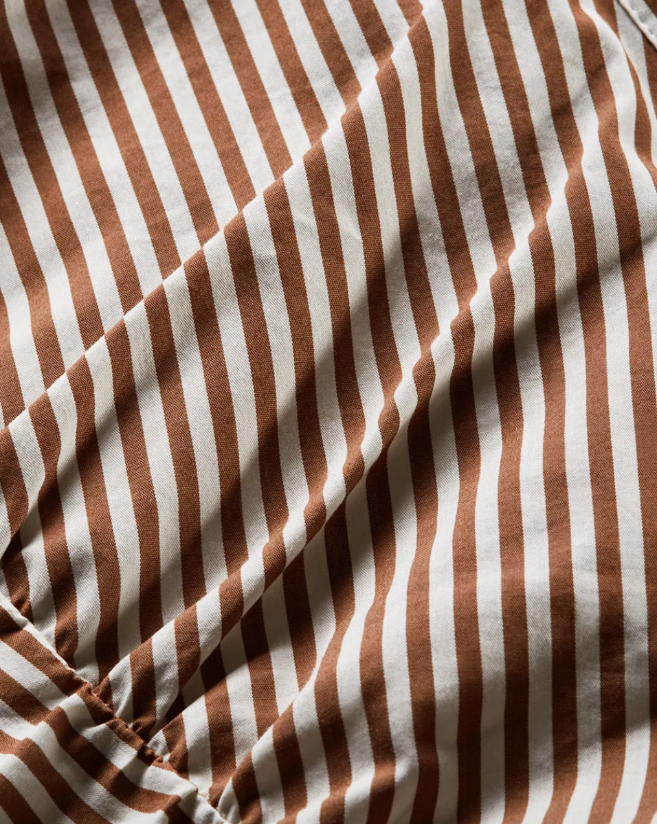 Lex Striped Dress in Deep Ochre/White>Veronica Beard New