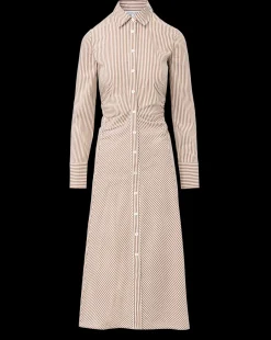 Lex Striped Dress in Deep Ochre/White><noscript><img width=