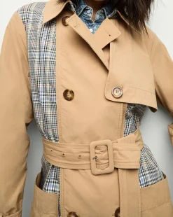 Liam Patchwork Trench Coat in>Veronica Beard Discount