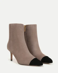 Lisa Cap-Toe Heeled Boots in Taupe & Black>Veronica Beard Outlet