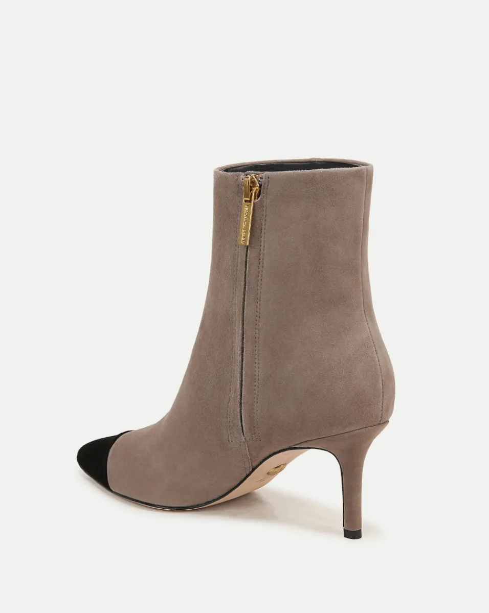 Lisa Cap-Toe Heeled Boots in Taupe & Black>Veronica Beard Outlet