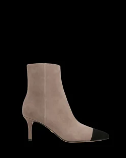 Lisa Cap-Toe Heeled Boots in Taupe & Black><noscript><img width=