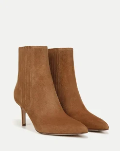 Lisa Mid-Heel Suede Bootie in>Veronica Beard Discount