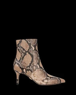 Lisa Snakeskin-Embossed Mid-Heel Bootie><noscript><img width=