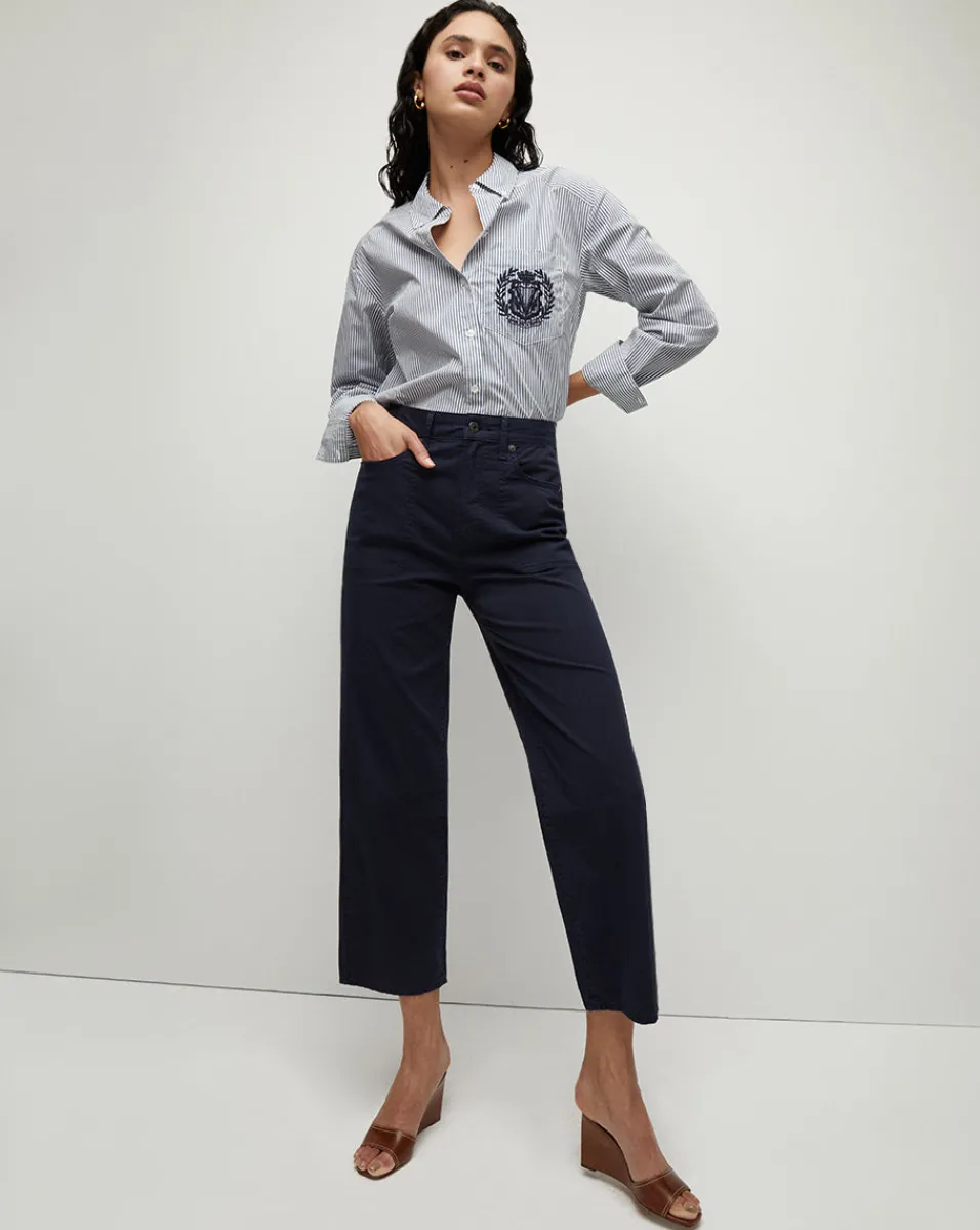 Lloyd Striped Button-Down Top | Logo Crest in>Veronica Beard Best