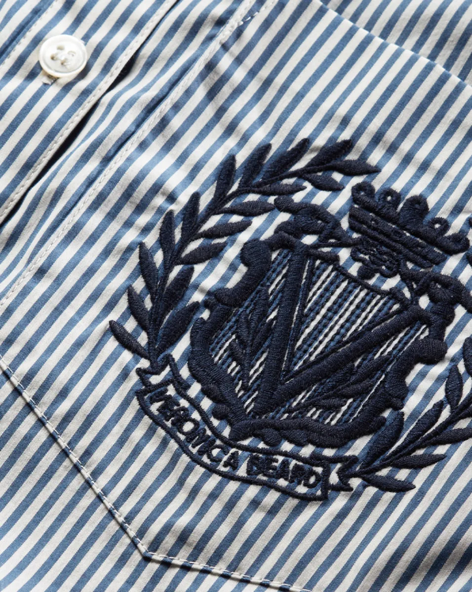 Lloyd Striped Button-Down Top | Logo Crest in>Veronica Beard Best