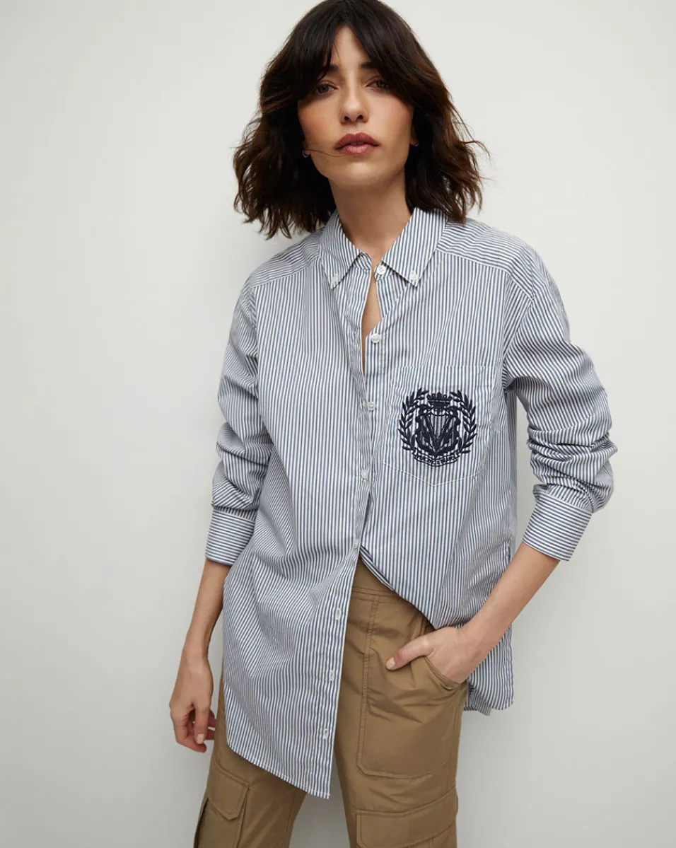 Lloyd Striped Button-Down Top | Logo Crest in>Veronica Beard Best