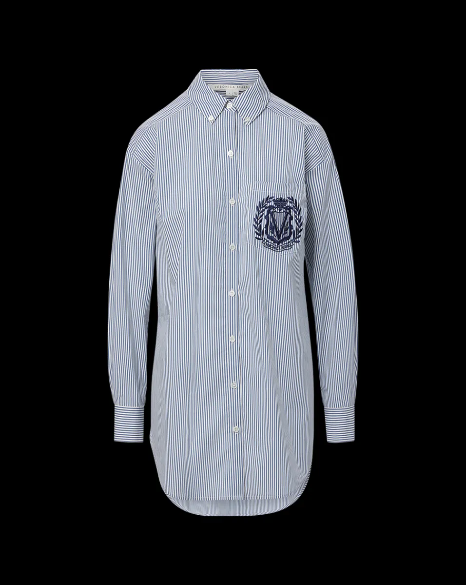Lloyd Striped Button-Down Top | Logo Crest in>Veronica Beard Best