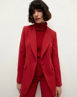 Long and Lean Dickey Jacket in Red>Veronica Beard Clearance