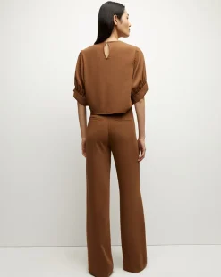 Margaret Matte Crepe Top in Deep Ochre><noscript><img width=