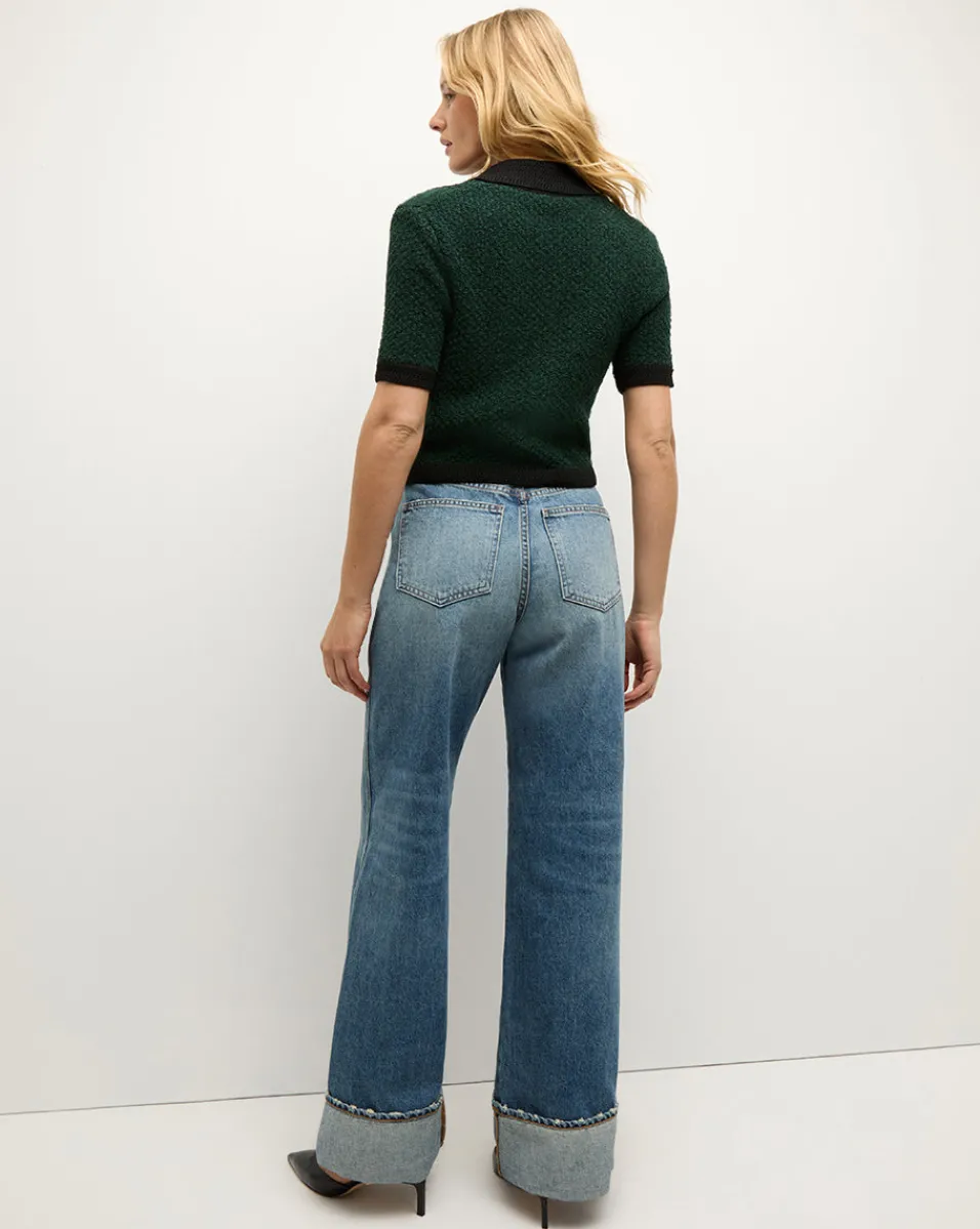 Marie Tweed Cardigan in Dark Green & Black>Veronica Beard Clearance