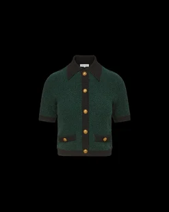 Marie Tweed Cardigan in Dark Green & Black><noscript><img width=