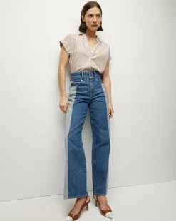 Matera Cotton Button-Down Shirt in>Veronica Beard Hot