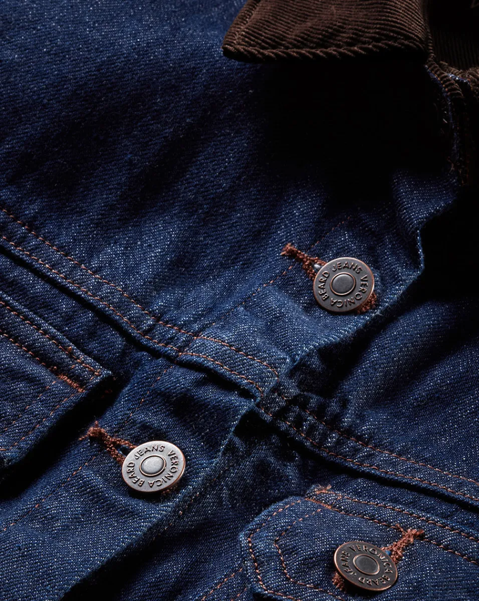 Mikaela Shacket With Cord Collar in Indigo Rinse>Veronica Beard Best