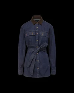 Mikaela Shacket With Cord Collar in Indigo Rinse><noscript><img width=