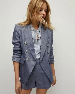 Miller Linen Dickey Jacket in Blue Melange>Veronica Beard Best