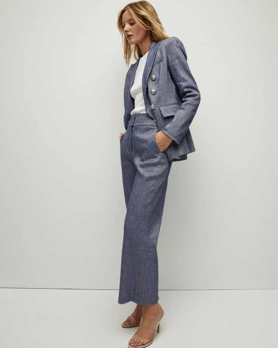 Miller Linen Dickey Jacket in Blue Melange>Veronica Beard Best