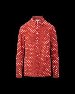 Monique Polka-Dot Top in Brick Red/Ecru><noscript><img width=