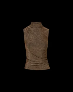Mylie Sleeveless Top in Gold | High Neck Top><noscript><img width=
