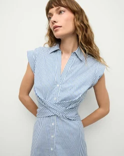Nagano Shirtdress in Blue & White Stripe>Veronica Beard Clearance