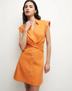 Nagano Stretch-Linen Shirtdress in>Veronica Beard Discount