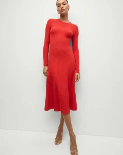 Nami Long Sleeve Sweater Dress in Red>Veronica Beard Best