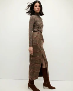 Nate Plaid Turtleneck Top in Camel & Black><noscript><img width=
