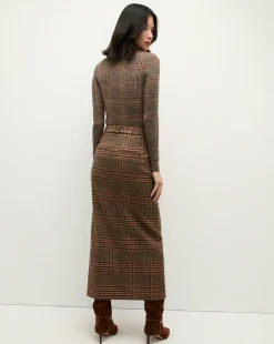Nate Plaid Turtleneck Top in Camel & Black><noscript><img width=