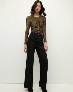 Neeta Ruched Long Sleeve Top in Gold>Veronica Beard Outlet