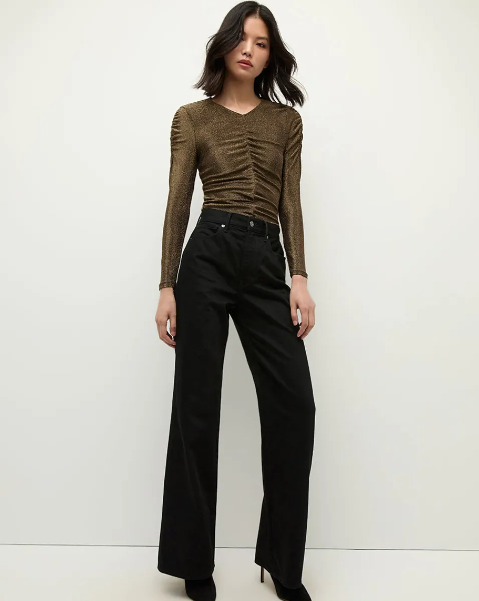 Neeta Ruched Long Sleeve Top in Gold>Veronica Beard Outlet