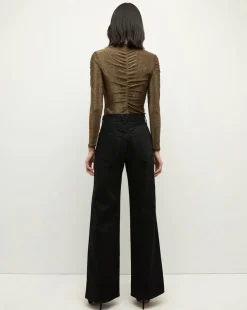 Neeta Ruched Long Sleeve Top in Gold><noscript><img width=