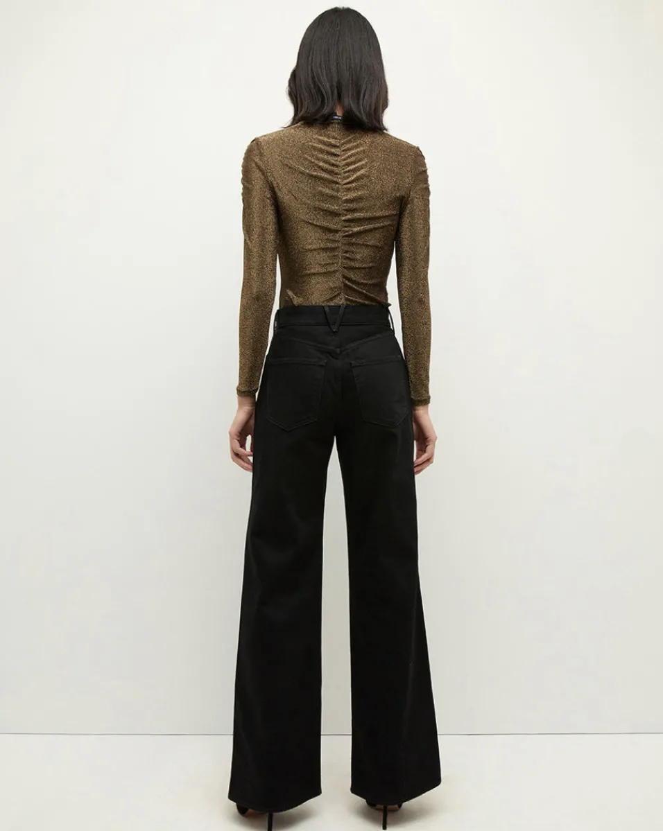 Neeta Ruched Long Sleeve Top in Gold>Veronica Beard Outlet