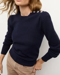 Nelia Cashmere Pullover | Button Accent in>Veronica Beard Discount