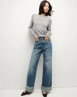 Nelia Cashmere Pullover Sweater in Heather Grey>Veronica Beard