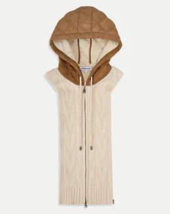 Orine Quilted Hoodie Dickey in Ivory & Brown>Veronica Beard Discount