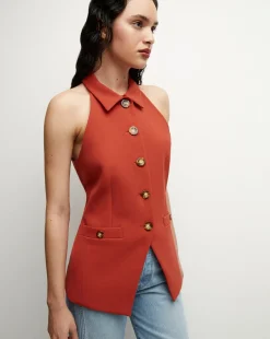 Orlinda Vest in Brick Red>Veronica Beard Online