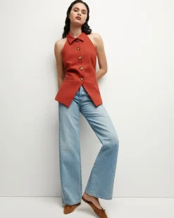 Orlinda Vest in Brick Red>Veronica Beard Online