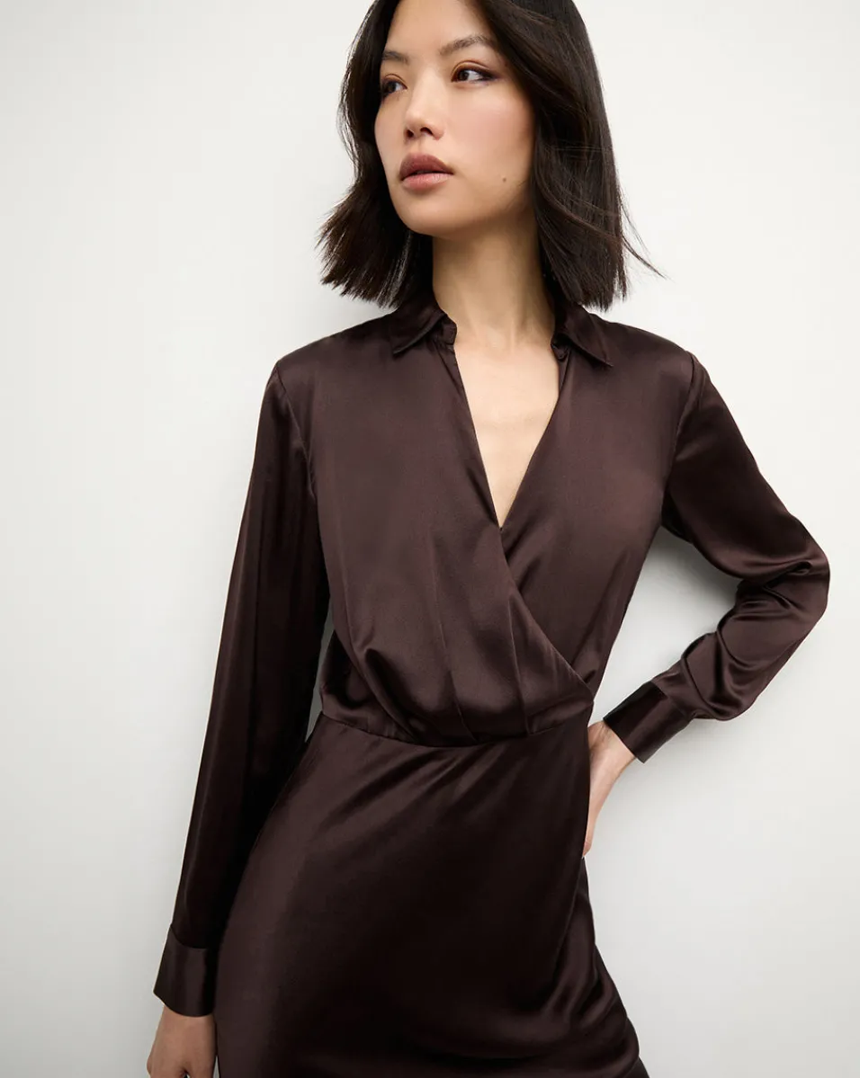 Otis Silk Dress in Dark Chocolate>Veronica Beard Outlet