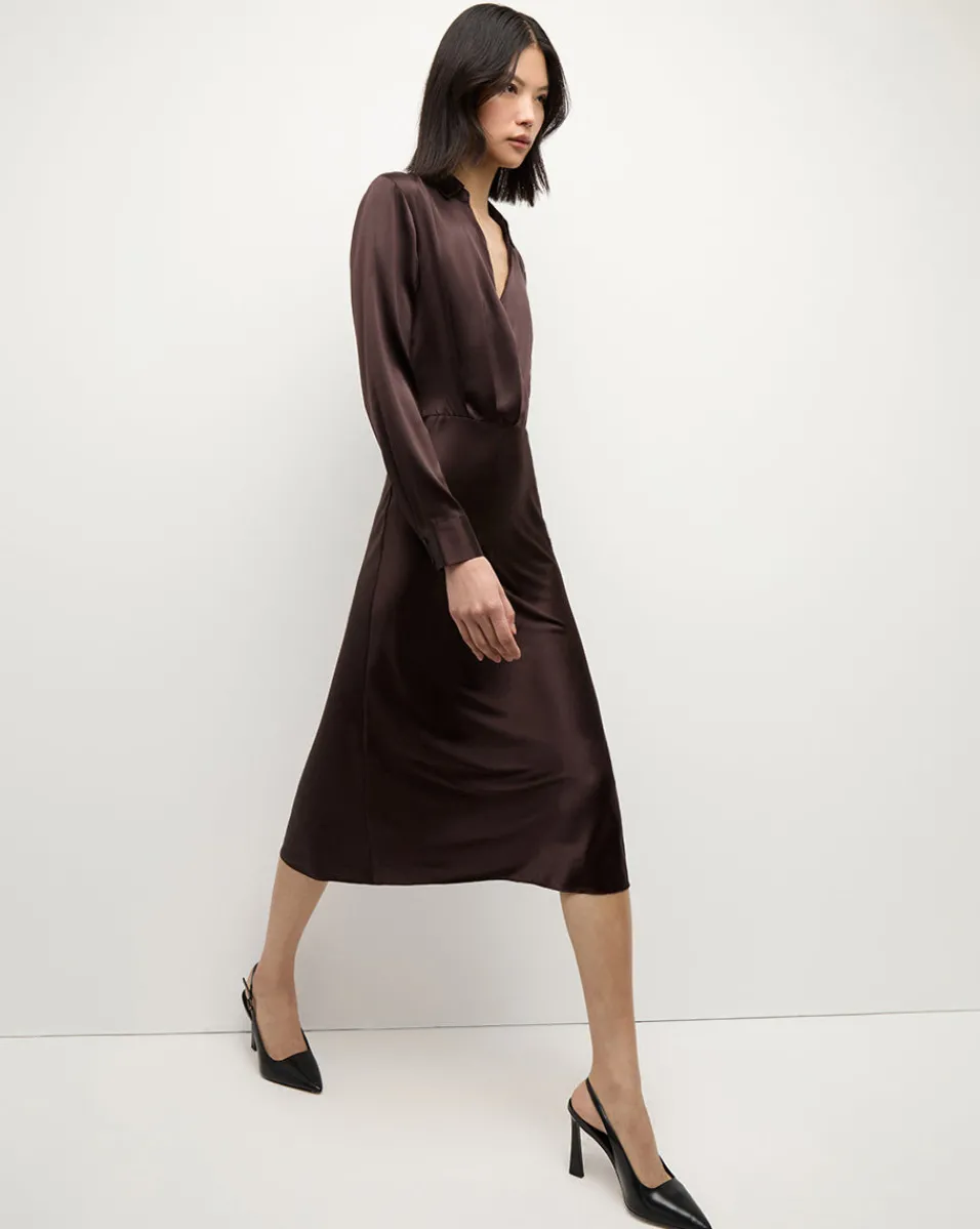 Otis Silk Dress in Dark Chocolate>Veronica Beard Outlet