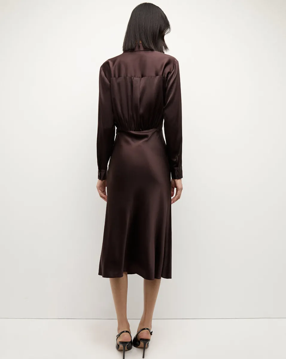 Otis Silk Dress in Dark Chocolate>Veronica Beard Outlet