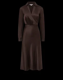 Otis Silk Dress in Dark Chocolate><noscript><img width=
